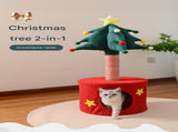 Festive Christmas Tree Cat Scratcher & Condo 2-in-1 Sisal Post with Cozy Hideaway Bed V888-ELOSUNG34365