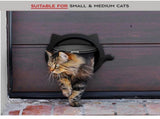 Black 4-Way Locking Cat Flap Door - Pet Entry Portal for Interior Doors, Walls & Cabinets V888-ELOSUNG32885