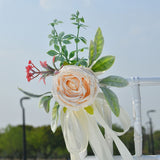 Wedding Aisle Decorations Artificial Flowers - Rose Chair Back Decor with Ribbons for Wedding V1366-AZ2-W-16515
