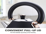 Pronti 1.7L Rose Trim Collection Kettle - Black KTL-017-GST-BK