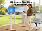 Artiss Standing Desk Office Chair Sit Stand Ergonomic Combo 140cm White SDOC-ET156E-MESH-WHGY