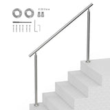 Handrails for Outdoor Steps, 59 in/ 150cm Length Stair Hand Rail Kit, Transitional Stainless Steel V952-BXGSLZFS150CEE3Y3V0