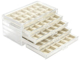 Transparent Acrylic 5-Layer 90-Grid Jewelry Storage Box, Clear Earring Case with Adjustable Velvet V1192-AZ-W-18421