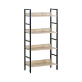 CARLA HOME 4 Tier Bookshelf - Wood Metal Display Shelf - Brown - Rustic - Steel - Living Room Office V178-36425