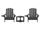 Gardeon Outdoor Table and Chairs HDPE Folding Adirondack Beach Chair Patio Furniture Black FF-BEACH-3HEFD-BK