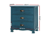 Artiss 2x Bedside Table 3 Drawers Vintage - THYME Blue ST-CAB-B-VIN3D-BUX2