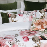 Bianca Eliana White Floral Printed Cotton Sateen Quilt Cover Set Queen V442-BCA-QUILTCS-ELIANA-WHITE-QS