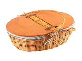 Woven Picnic Basket Durable Portable Wicker Hand Basket Rustic Fruit Basket with Lid for Outdoor V1294-YM0703-230711SM01-1