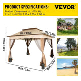 Outdoor Canopy Gazebo Tent, Portable Canopy Shelter with 11'x11' Large Shade Space for Party, V952-ZYP3.3MX3.3MSDZD1V0