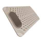 Non-Slip Bath Mat with Foot Scrubber 120 x 80 cm, Anti-Skid Suction Cups & Drain Holes, Waterproof V1107-CS-YSFHD12080