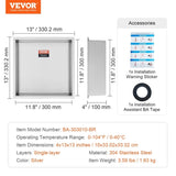 VEVOR 33.02 x 33.02 cm No Tile Shower Niche 304 Stainless Steel, Wall-Inserted Niche Recessed Double V952-BXGLYBK1C13YZKIQ0V0