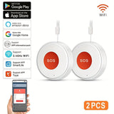 elderly emergency button, SOS medical alarm, wireless emergency system, remote notification, V1102-144-13252-WHT-2PCS