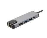 5 in 1 Type C to 4K HDMI-compatible USB 3.0 Charging Hub Adapter Converter for MacBook Pro Silver V1263-JX-1051