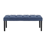 Cate Button-Tufted Upholstered Bench by Sarantino - Blue Linen BCH-438-BU
