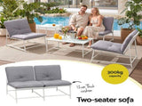 Gardeon 5-Piece Outdoor Sofa Set with Cushions table and Chairs White ODF-5PC-SOFA-TXL-WH-AB