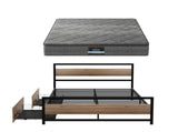 Giselle 18cm Queen Mattress Pillowtop and Artiss Metal Bed Frame Set With 2 drawers MABF-PT18-DREW-Q
