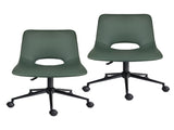 2 Set Office Desk Chair - PU Leather Home Swivel Chair Cut-Out Seat HALO GREEN V274-FT-VOC-002BK-GN2