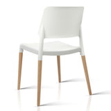 Artiss Dining Chairs Set of 4 Plastic Wooden Stackable White BA-TW-M2503-086-WHX4