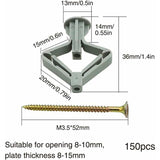 150 Pieces Plasterboard Anchors, Plasterboard Anchors With Screws, Plasterboard Fixings, Hollow V1188-MS-227-1233