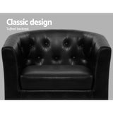 Artiss Armchair Set with Ottoman Black Ava UPHO-B-TUB02-FS-PU-BK