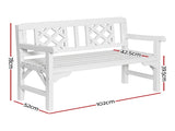 Gardeon Outdoor Garden Bench Wooden Chair 2 Seat Patio Furniture Lounge White ODF-BENCH-2SEAT-WH