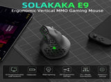 Solakaka E9 3 Mode Vertical Ergonomic Mouse, Bluetooth 5.3 USB 2.4G Wired Tri-Mode Rechargeable V1300-E9-BLACK