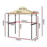 Instahut Gazebo Outdoor Patio Marquee BBQ Grill Shelter Garden Shade Hooks Beige GAZEBO-IR-BBQ02-25X15-BG