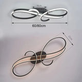 BAMDECOR AD2576 Modern Minimalist Curved Line Iron Aluminum Silicone LED Semi-Flush Mount Ceiling V255-BAM-AD2576-BLK-80