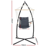 Gardeon Hammock Chair with Steel Stand Armrest Outdoor Hanging Grey HM-CHAIR-ARM-GREY-X