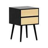 Sarantino Ivan Bedside Table Night Stand - Black Natural TBL-707-5TZ-BKN