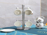 Plated Stainless Steel Coffee Cup Holder with Six- Design for Kitchen Organization and Storage V1369-AZ3-W-21470