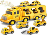 Construction Truck Toys with 6 Mini Cars for Electric Carrier Toy Set V1263-JX-7327