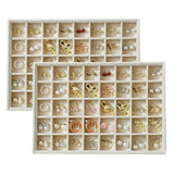 Large Velvet Jewelry Tray Display Drawer Inserts 2 Pack Stackable Jewelry Organizer for Earring V1107-107-67282-BEG-40GRIDS