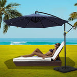 Instahut Outdoor Umbrella 3M Cantilever Beach LED w/Base Garden Shade Patio Navy UMB-BAN-LED-50N-NA