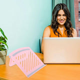 Foldable Pink Laptop Riser with Adjustable Height and Ventilated Panel V1369-AZ3-W-19113