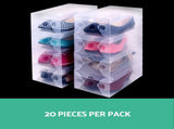 20 Pack Clear Shoe Storage Boxes, Foldable Stackable Organizer Cases V1188-MS-617-080