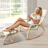 Artiss Rocking Armchair Footstool Bentwood Beige ARMCHAIR-STOOL-BG