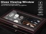 Men's Watch and Glasses Storage Box Transparent Lid, Zoned Storage, Multi-slot Protection for V1232-NSSBSSSNH001