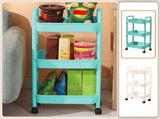 3 Tier Kitchen Storage Cart with Armrests Rolling Utility Cart Bathroom Toiletries Organizer Slim V1366-AZ2-W-11912