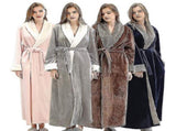 Women's Bathrobe Dressing Gown Bathrobe Warm Soft Fleece Long Coats Nightgown Coffee XL V1237-ZY-203-5197