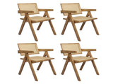 Levede 4x Dining Chair Solid Wood Rattan CH1101-2-NTX2