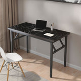 SOGA 2X 120x60x75cm Black Foldable Computer Study Table Easy Assembly Desk No Chair COMTABLEF2X2