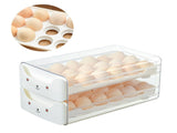 Egg Container Double Layer Drawer Plastic Stackable Clear Egg Storage Box for Fridge Refrigerator V1294-YM0901-3117240151611