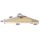 3x3m Gazebo Cover 2-Tier Canopy Replacement Outdoor Waterproof Shelter Top with Airvent and PA V985-GAZEBOCOVER