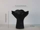 Black Elegant Off-White Ceramic Vase - Modern Sculptural Flower Holder with Wide Fluted Opening V888-ELOSUNG27749