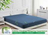4 Piece Ultra Soft Bamboo Breathable Sheet Set -Hotel 2000TC Breathable Bed Sheets Set with 37 V1317-BAMBOO-AUQ-4JT-NAVY
