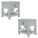 Myer 2pc Set Bedside Tables Storage Cabinet Shelf Side End Table White Wash V315-VOB-ATLA-04-2PC-KIT