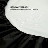 Black Mattress Protector Waterproof Bed Cover Queen Size Mattress Pad Cover 12' Deep Pocket Fitted V1192-AZ-W-31196
