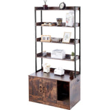 VEVOR Cat Litter Box Enclosure Wooden Litter Box Furniture Hidden with 4 Shelves V952-DHWCBBSNJSMSEYD6AV0