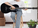 Karrera 38in Cutaway Acoustic Guitar with Carry Bag - Black CC38-BK
